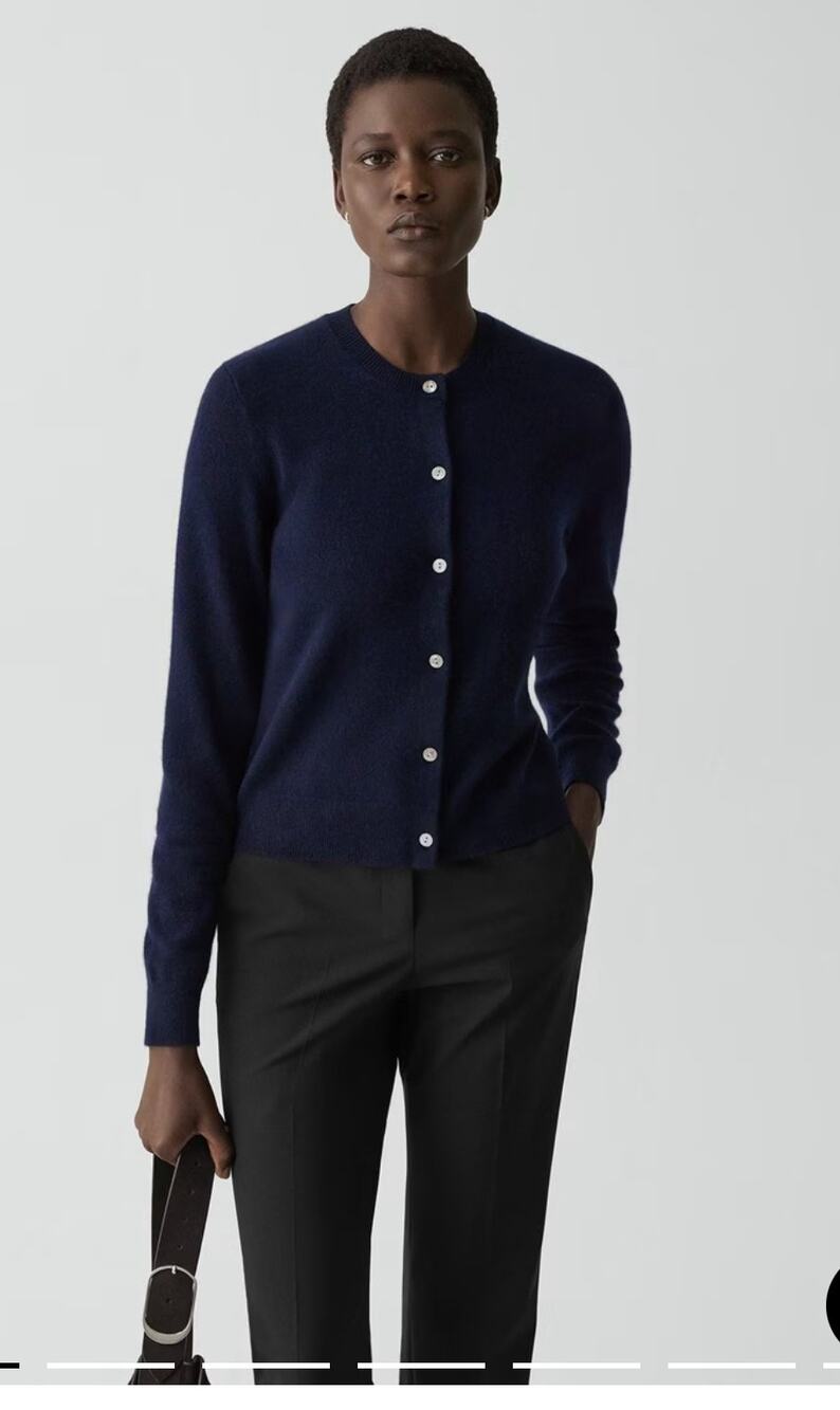 Theory Soft Cashmere Cardigan Sweater Inkwell S